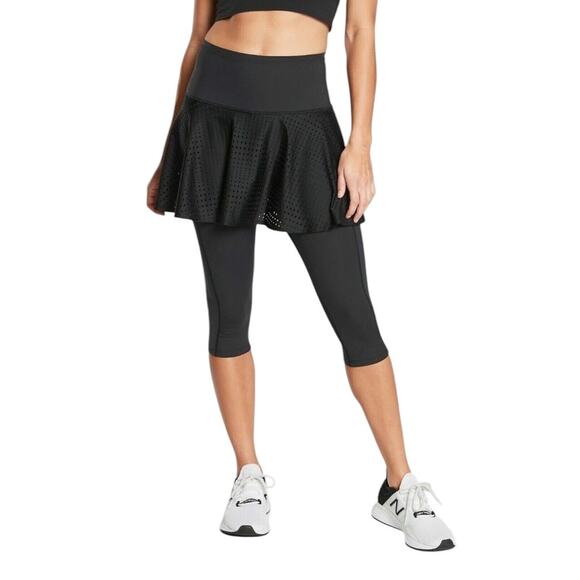 Athleta Dresses & Skirts - Athleta Black Skirt Leggings A Game 2 in 1 Combo Crop Tights Size Medium